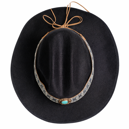 Chokore Black Cowboy Hat with Green Embellished Belt