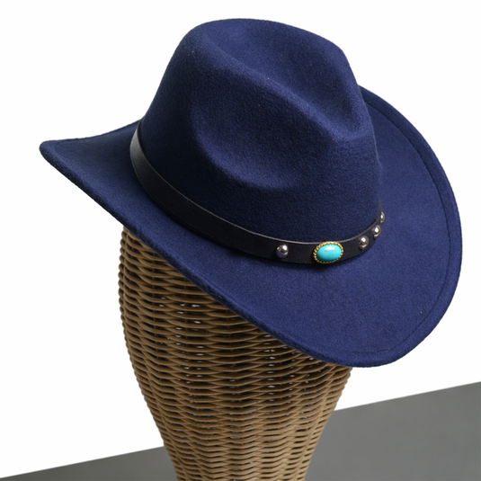 Chokore Cowboy Hat with Rhinestone Belt(Navy)