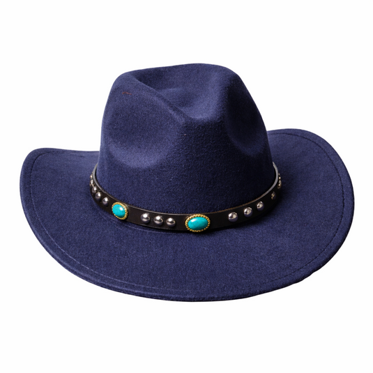 Chokore Cowboy Hat with Rhinestone Belt(Navy)