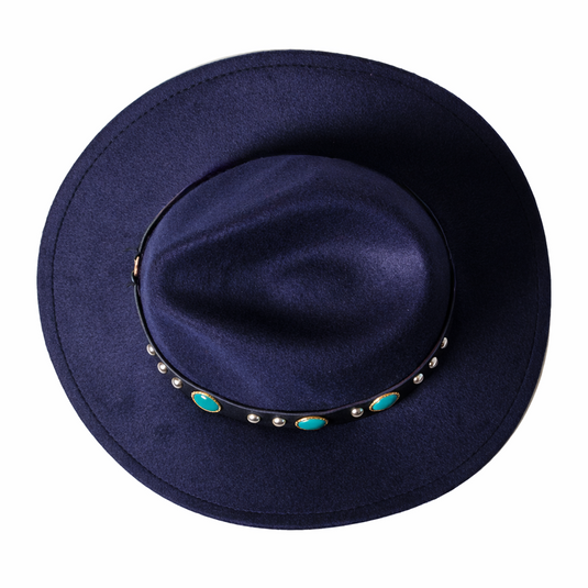 Chokore Cowboy Hat with Rhinestone Belt(Navy)