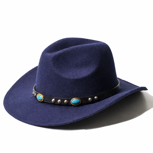 Chokore Cowboy Hat with Rhinestone Belt(Navy)