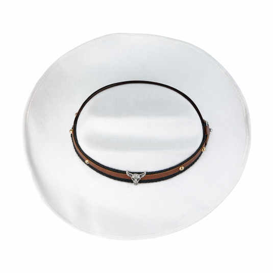 Chokore Cowboy Hat with Cowhead Belt (White)