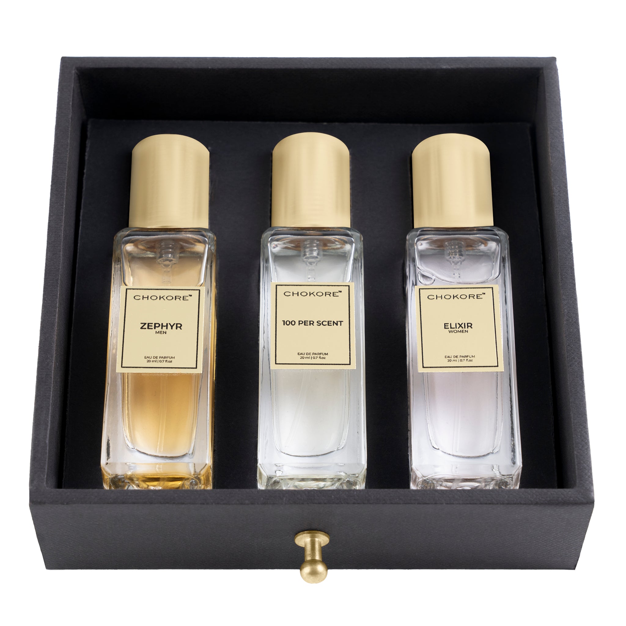Chokore Perfume Combo Pack of 3 For Men & Women (Zephyr, Elixir, & 100 Per Scent) | 3 x 20 ml