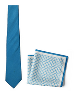 Chokore Chokore Jaali Good (Blue) - Pocket Square & Light Blue Silk Tie - Solids line 