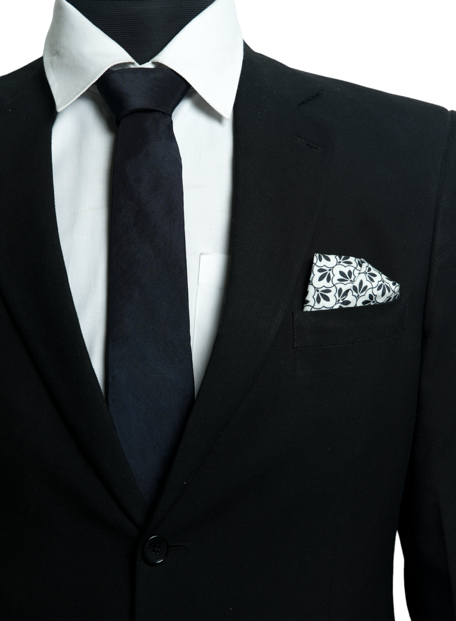 Chokore Jaali Good (Black) - Pocket Square & Black color silk tie for men
