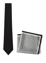 Chokore Chokore Jaali Good (Black) - Pocket Square & Black color silk tie for men 