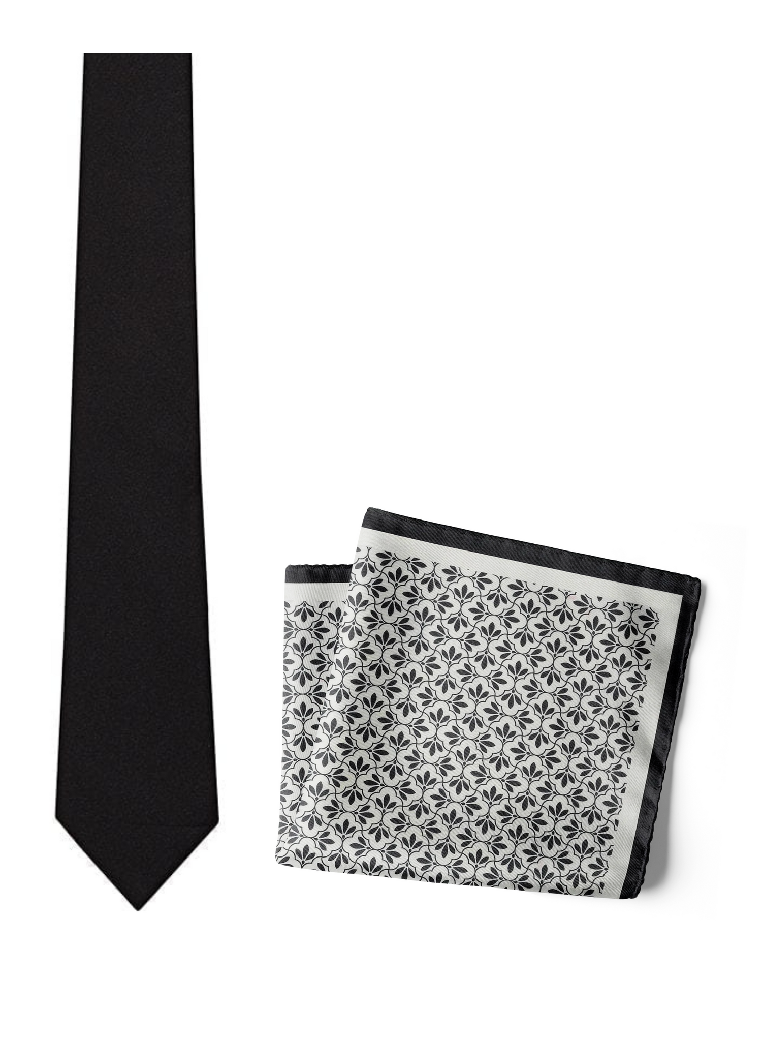 Chokore Jaali Good (Black) - Pocket Square & Black color silk tie for men