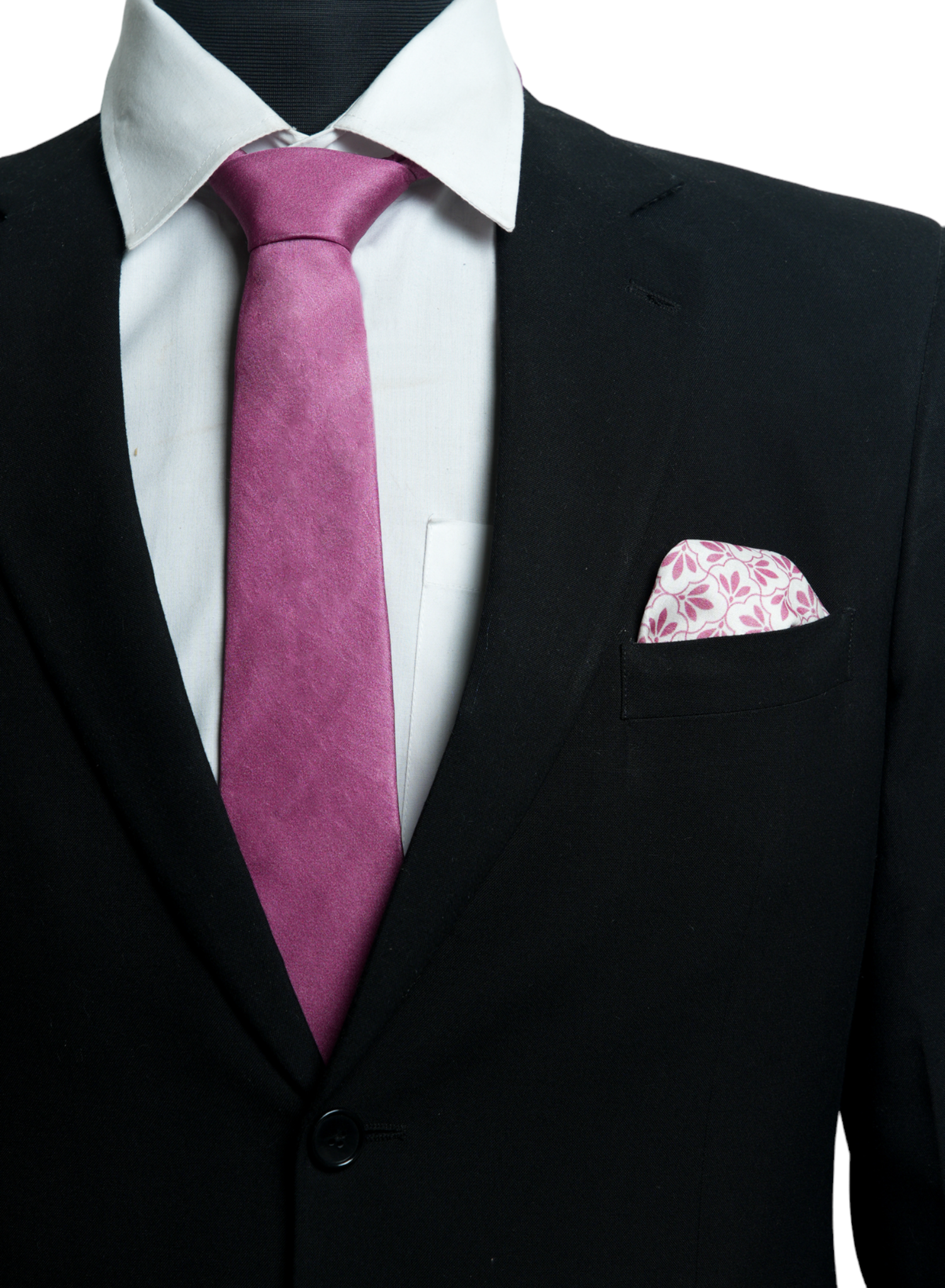 Chokore Jaali Good (Pink) - Pocket Square &  Flamingo Pink Silk Tie - Solids line