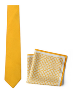 Chokore Chokore Jaali Good (Orange) - Pocket Square & Yellow color silk tie for men 