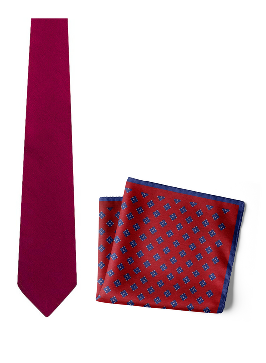 Chokore Panjim - Pocket Square & Chokore Burgundy Silk Tie - Solids line