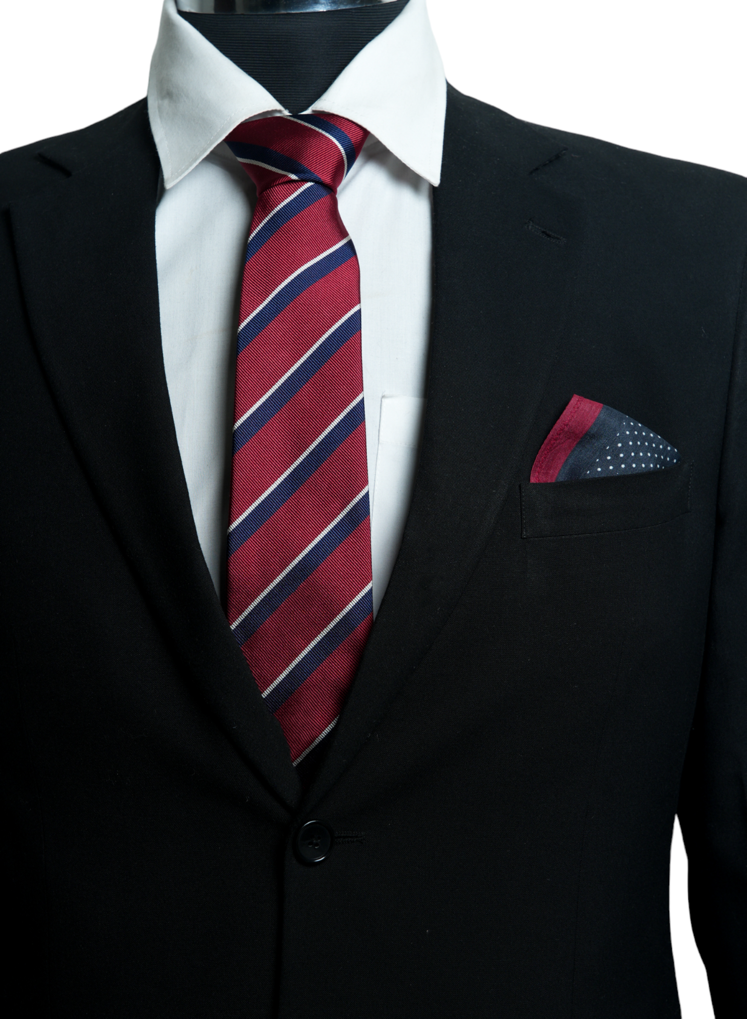 Chokore Spot On - Pocket Square & Chokore Repp Tie (Red) Necktie