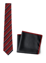 Chokore  Chokore Spot On - Pocket Square & Chokore Repp Tie (Red) Necktie