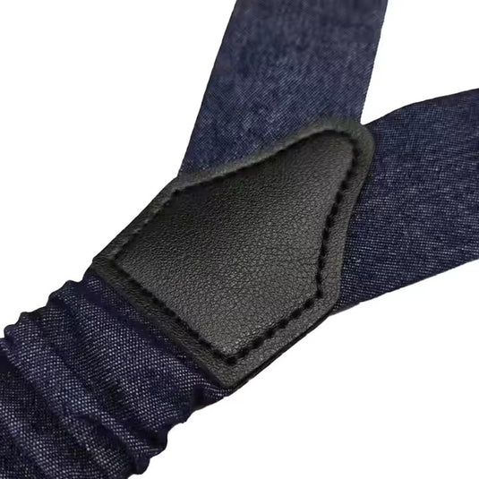 Chokore Y-shaped Elastic Denim Suspenders, 3 Clips (Navy Blue)
