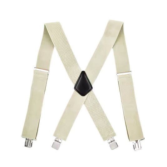 Chokore X-shaped Suspenders, 4 Clips (Cream)
