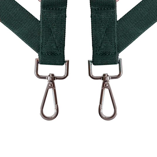 Chokore X-shaped Snap Hook Suspenders, 2 Clips (Dark Green)