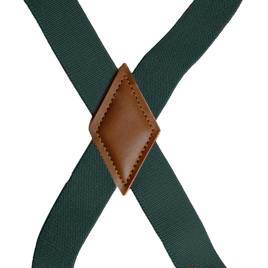 Chokore X-shaped Snap Hook Suspenders, 2 Clips (Dark Green)