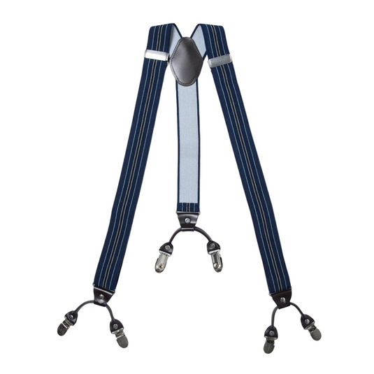 Chokore Y-shaped Suspenders, 6 Clips (Blue & Black)