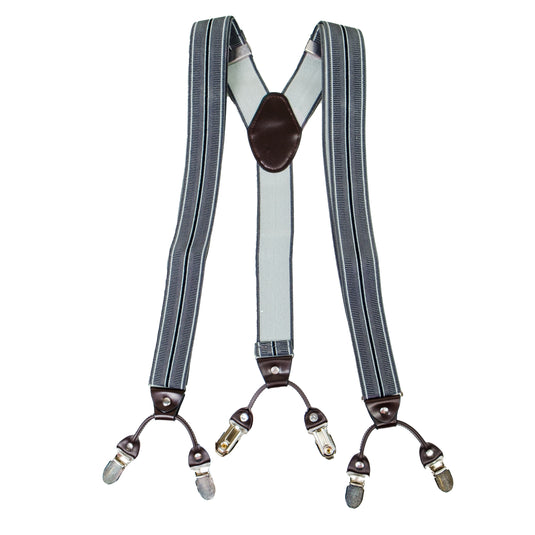 Chokore Stretchy Y-shaped Suspenders with 6-clips (Grey & Black)