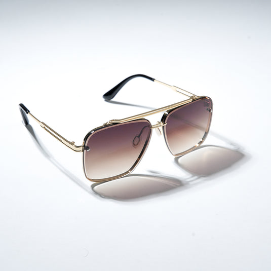 Chokore Double Bridge Alloy Frame Aviator Sunglasses (Dark Brown)