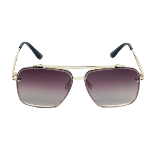 Chokore Double Bridge Alloy Frame Aviator Sunglasses (Dark Brown)