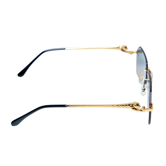 Chokore Retro Small Metal Frame Sunglasses (Blue & Golden)