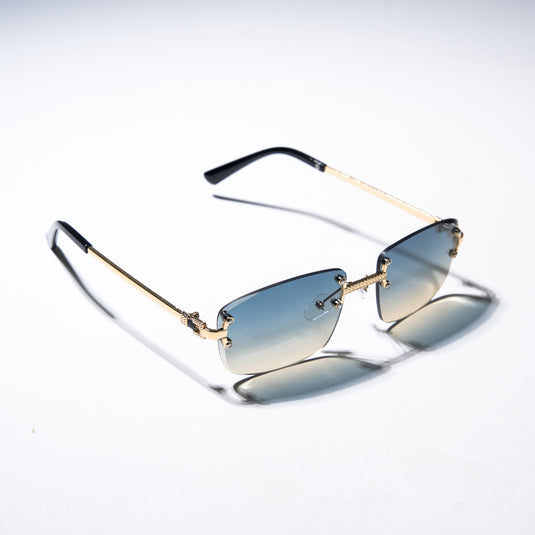 Chokore Eclipse Edge Rimless Sunglasses (Golden & Blue)