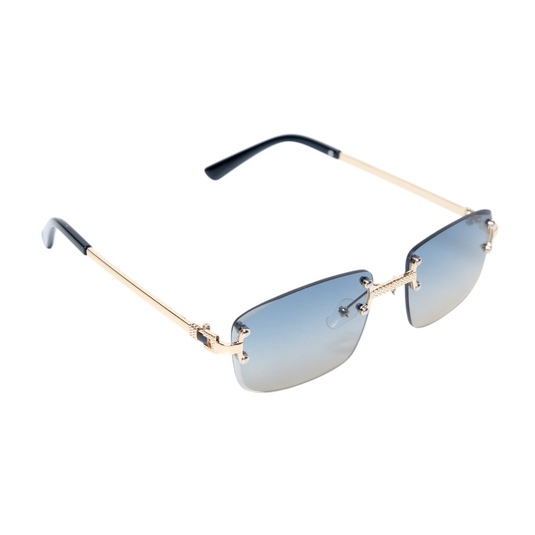 Chokore Eclipse Edge Rimless Sunglasses (Golden & Blue)