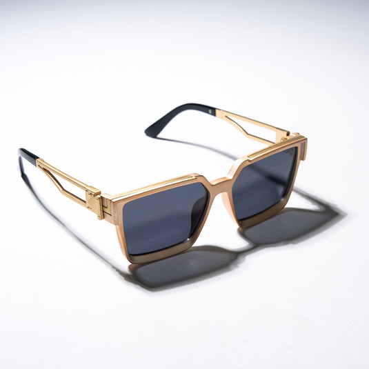 Chokore Fashion Rectangular Full-Rim UV Sunglasses (Golden & Black)