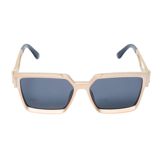 Chokore Fashion Rectangular Full-Rim UV Sunglasses (Golden & Black)