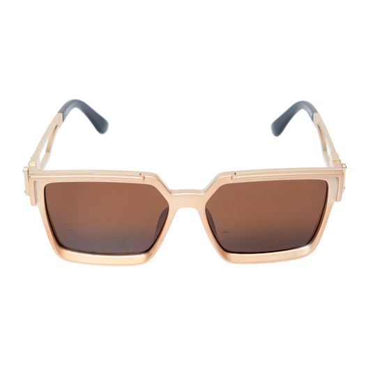 Chokore Fashion Rectangular Full-Rim UV Sunglasses (Golden & Brown)