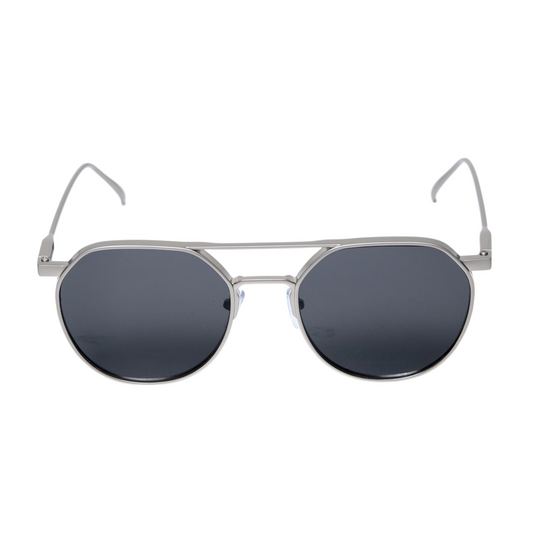 Chokore Aviator Round-Frame Metal Sunglasses (Silver and Black)