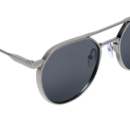 Chokore Aviator Round-Frame Metal Sunglasses (Silver and Black)