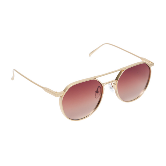 Chokore Aviator Round-Frame Metal Sunglasses (Golden & Brown)