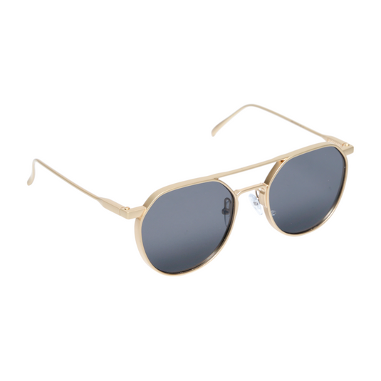 Chokore Aviator Round-Frame Metal Sunglasses (Golden & Black)