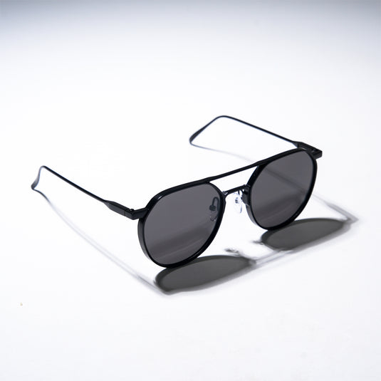 Chokore Aviator Round-Frame Metal Sunglasses (Black)