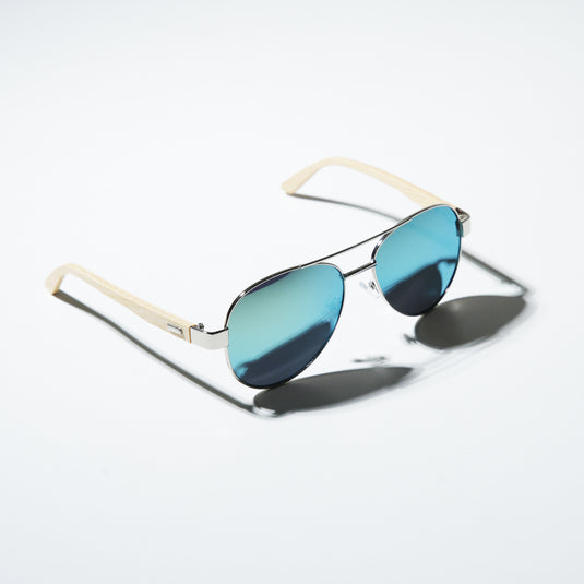 Chokore Bamboo Wood Pilot Sunglasses (Blue)