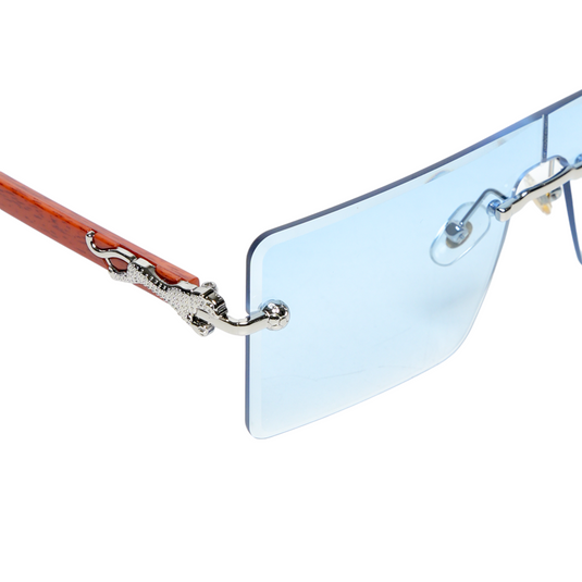 Chokore Rimless Leopard Square Sunglasses (Blue)
