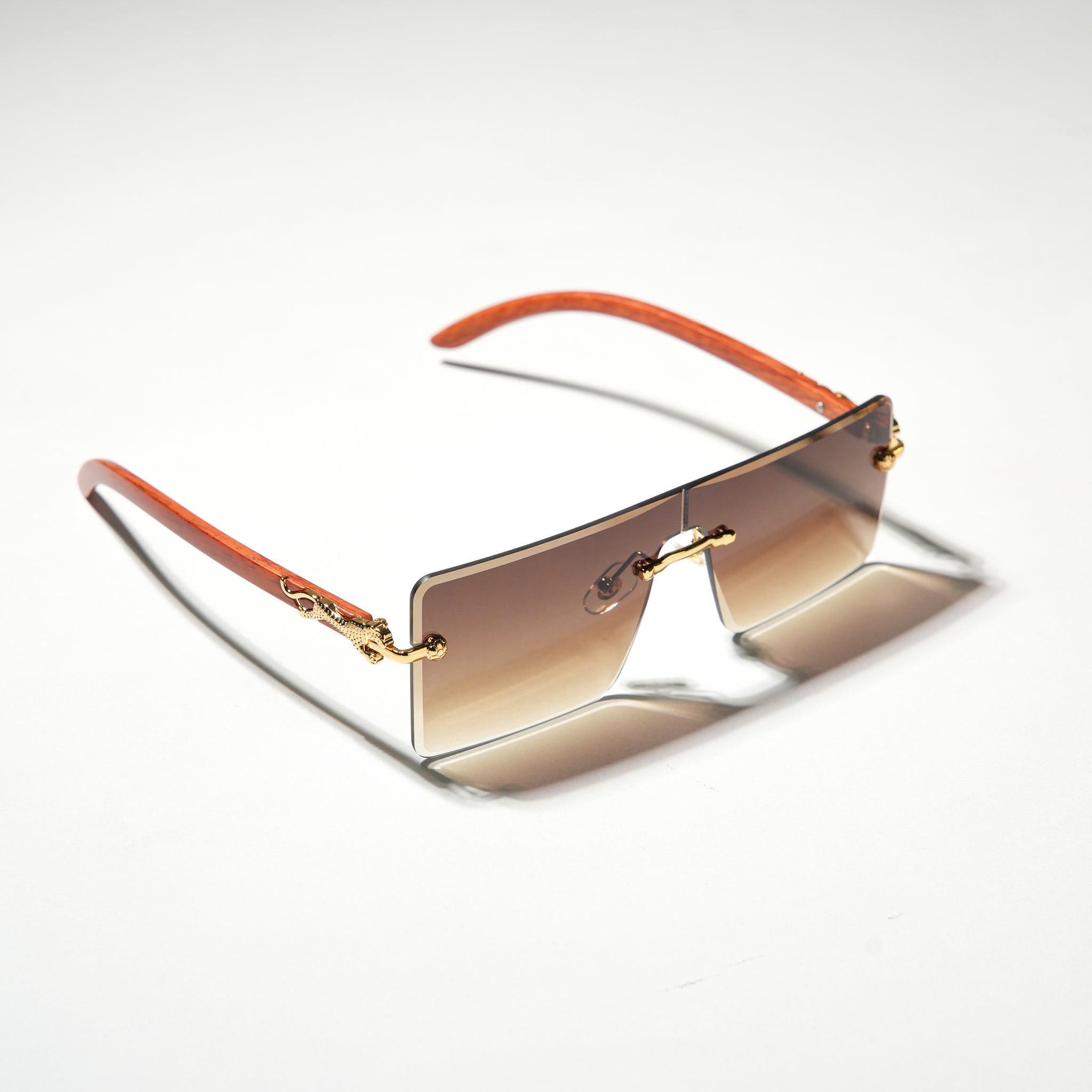 Chokore Rimless Leopard Square Sunglasses (Brown)