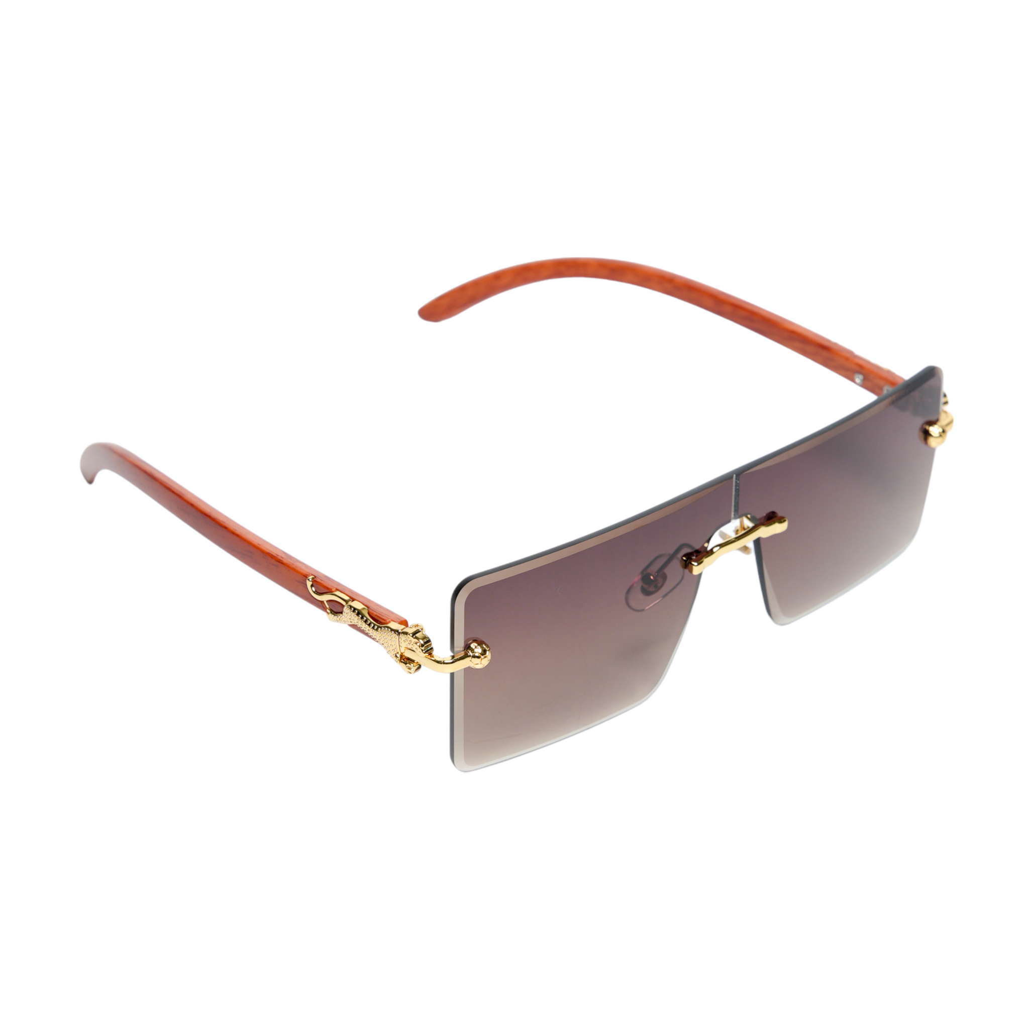 Chokore Rimless Leopard Square Sunglasses (Brown)