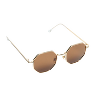 Chokore Chokore Octagon-shaped Metal Sunglasses (Gold & Brown)