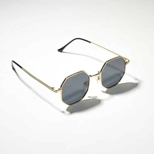 Chokore Octagon-shaped Metal Sunglasses (Gold & Gray)