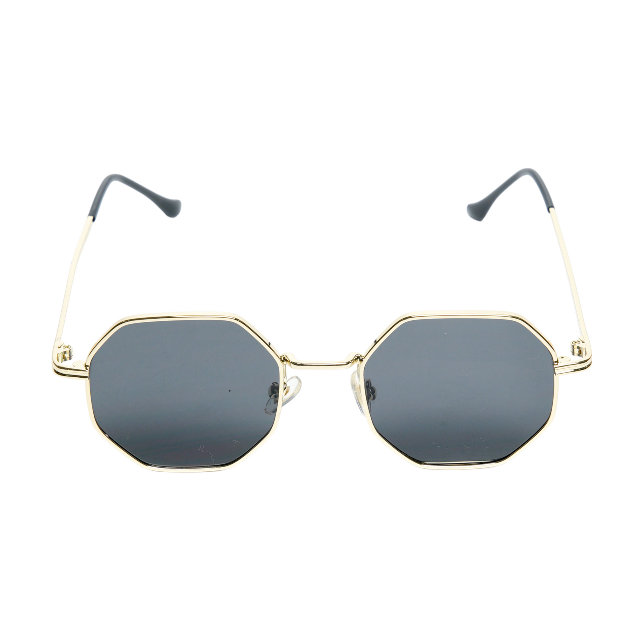 Chokore Octagon-shaped Metal Sunglasses (Gold & Gray)