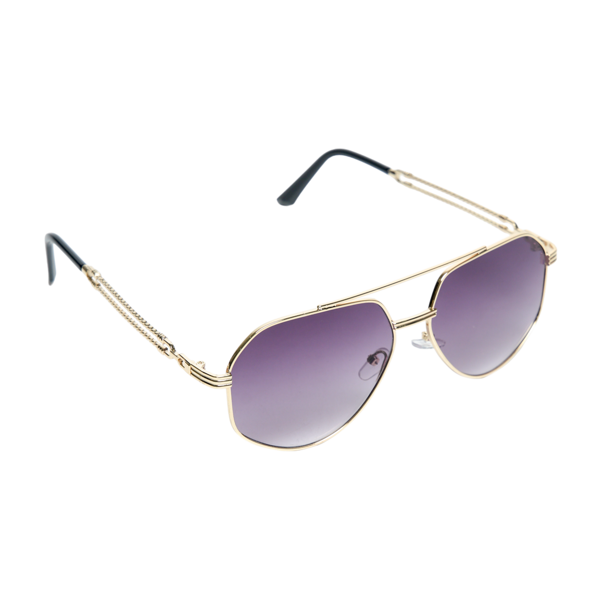 Chokore Double Bridge Aviator Sunglasses with Stylish Temple (Purple)