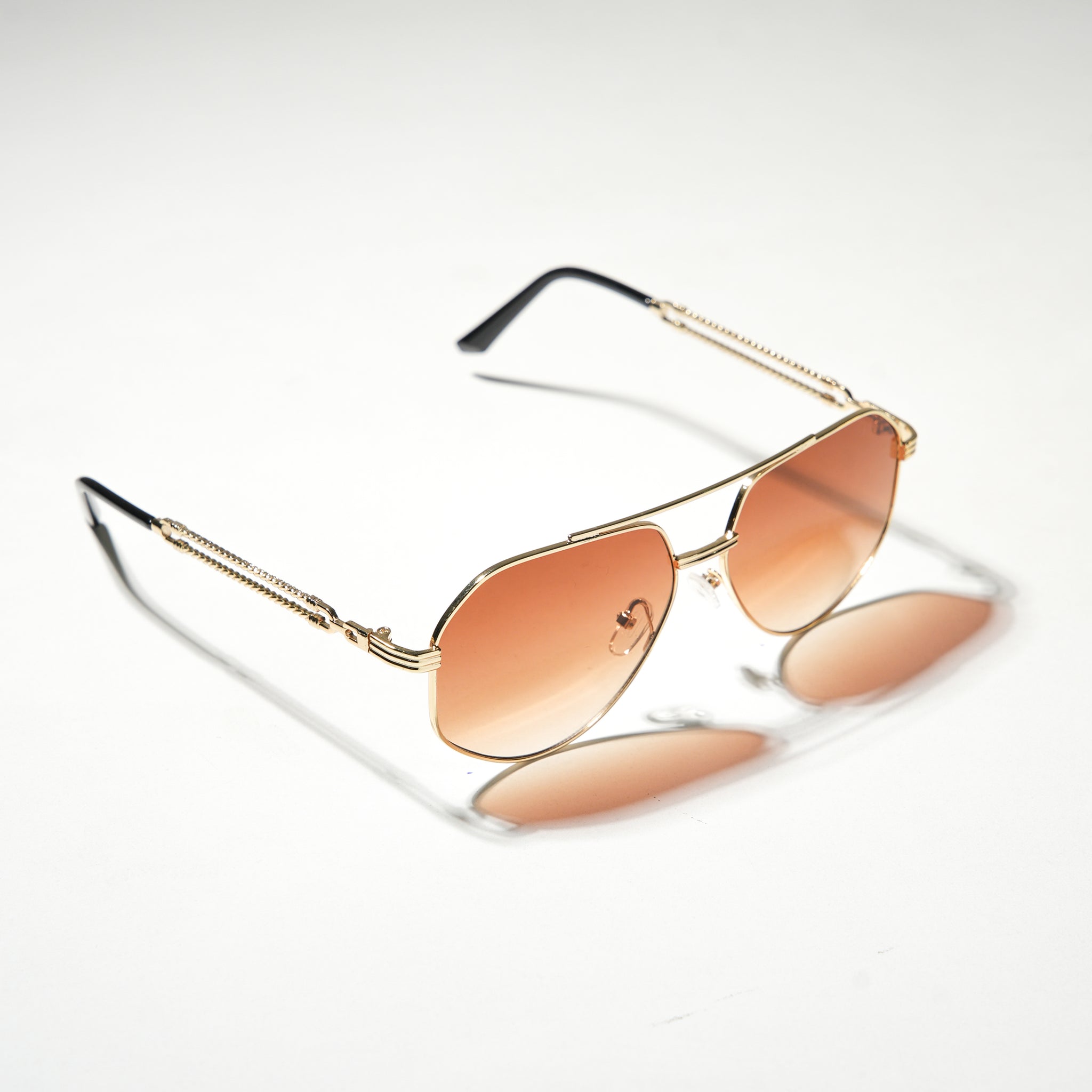 Chokore Double Bridge Aviator Sunglasses with Stylish Temple (Brown)