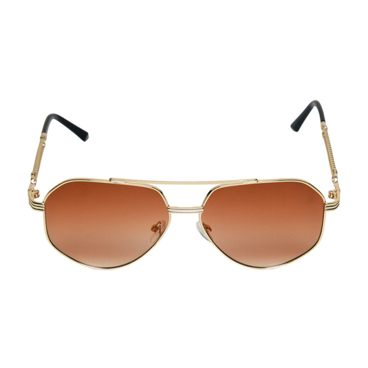 Chokore Double Bridge Aviator Sunglasses with Stylish Temple (Brown)