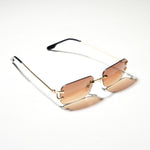 Chokore Chokore Tinted Lens Retro Sunglasses (Brown & Black) Chokore Rimless Rectangular Metal Sunglasses (Brown)