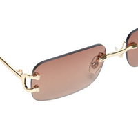 Chokore Chokore Rimless Rectangular Metal Sunglasses (Brown)