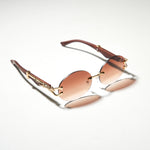 Chokore Chokore Square Clear Glasses (Leopard) Chokore Leopard-design Rimless Sunglasses with Wooden Temples (Brown)