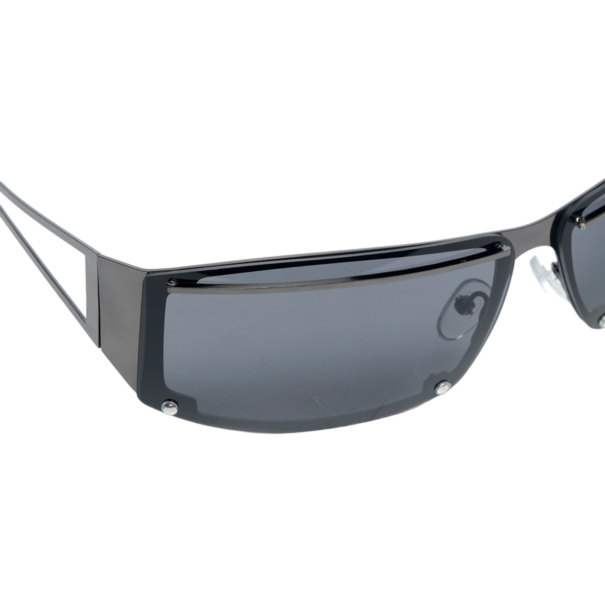Chokore Hollow Metallic Wrap-around Sunglasses (Black-Gray)