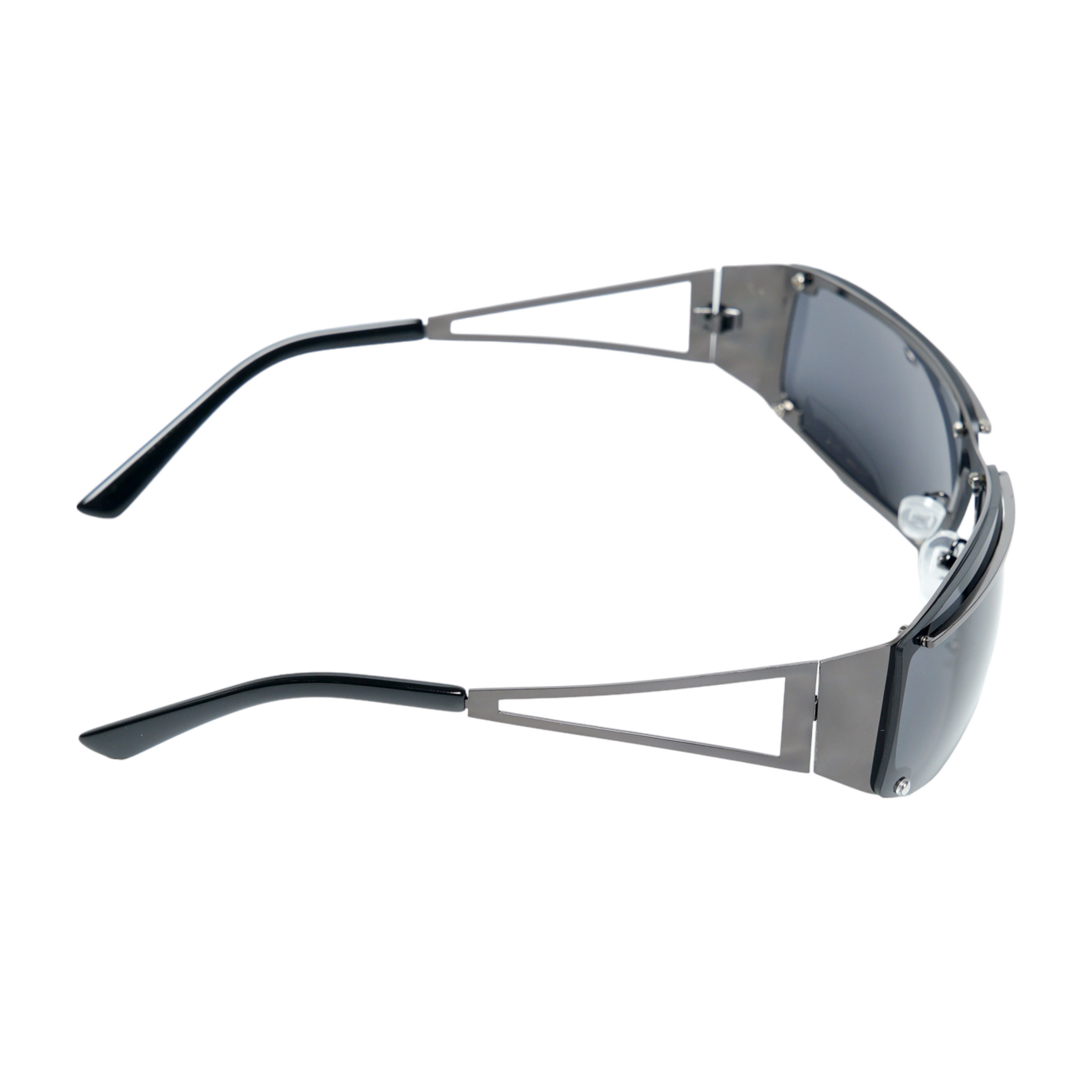 Chokore Hollow Metallic Wrap-around Sunglasses (Black-Gray)